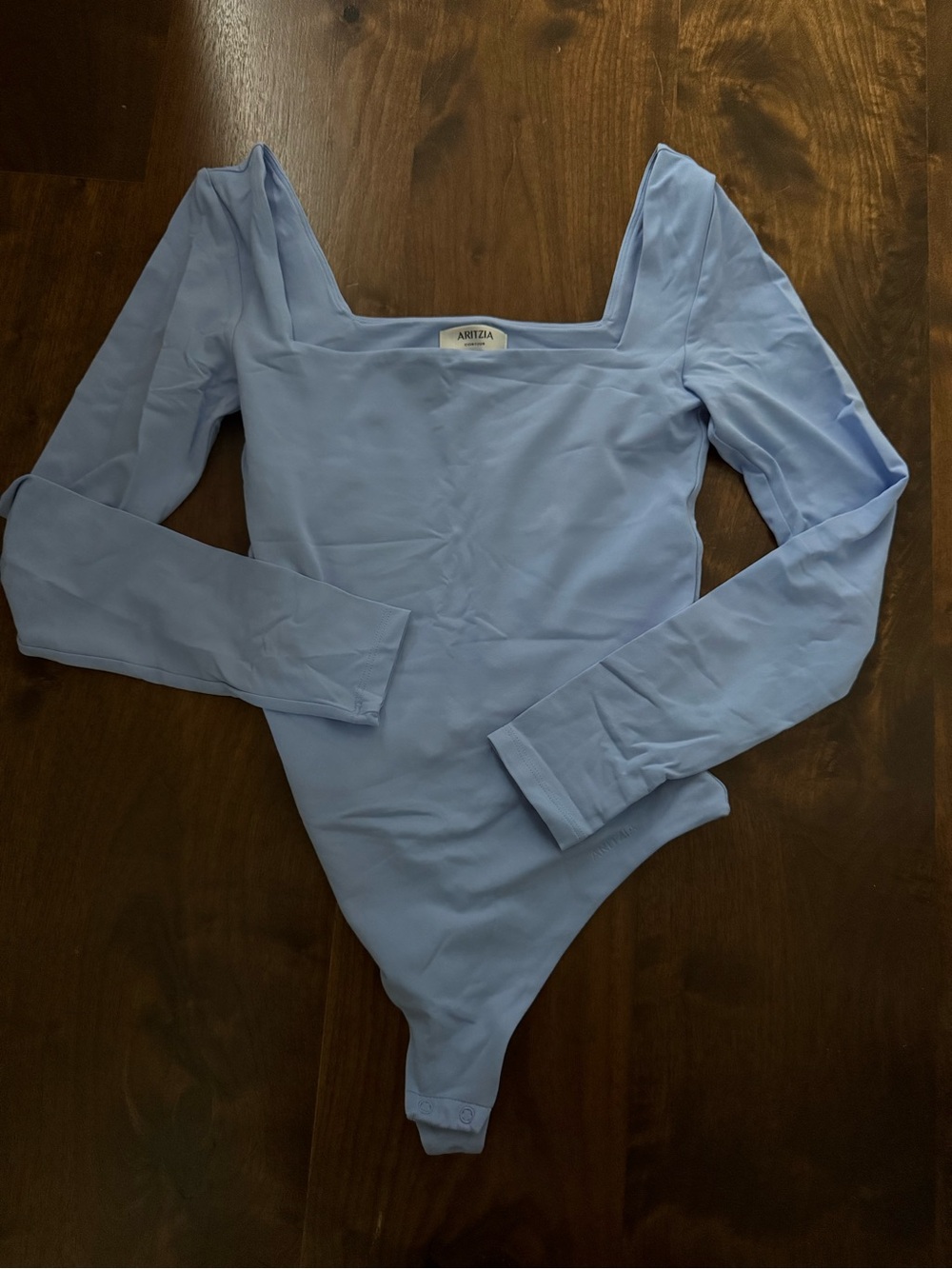 Aritzia Powder Blue Square Neck Long-Sleeve Bodysuit